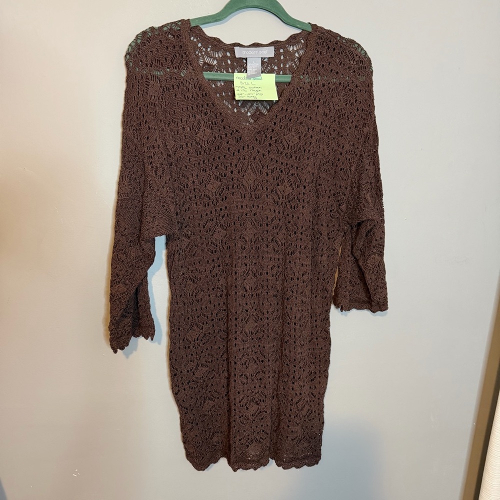 Chocolate Open Knit Tunic